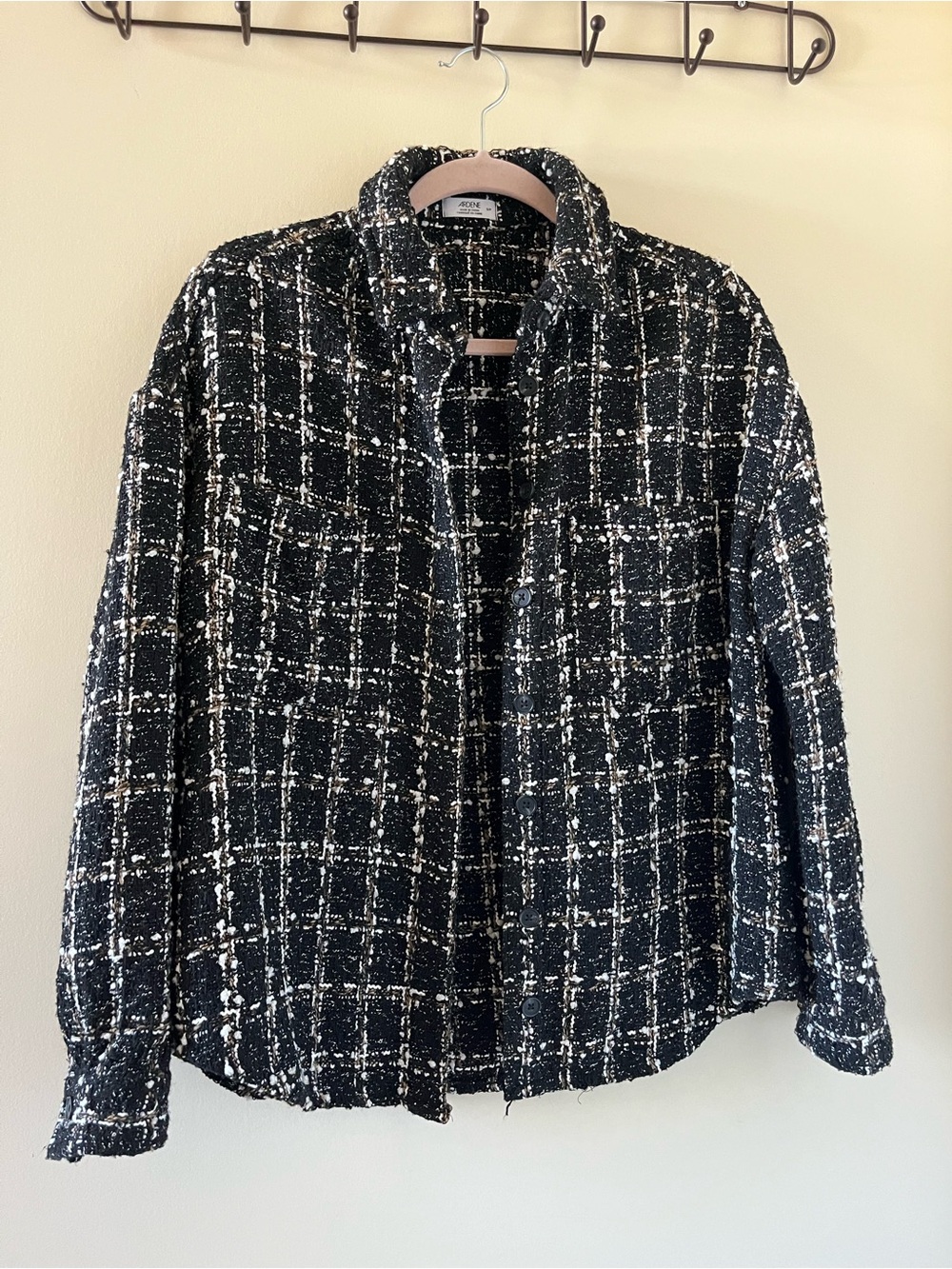 Black tweed button down shirt
